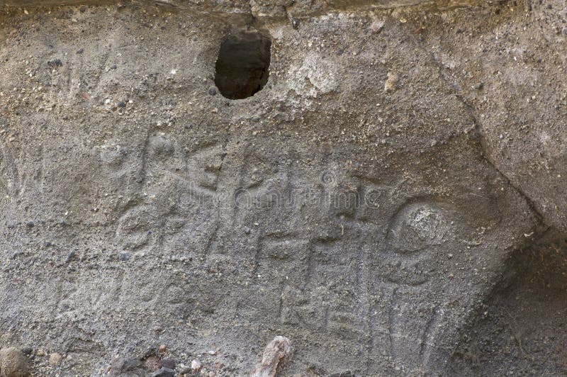 Carved Graffiti on Gray Stone Walls Stock Photo Image of wall