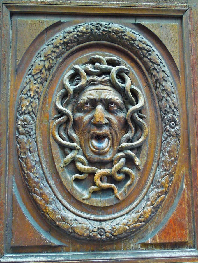 Carved Wooden Door Gargoyle