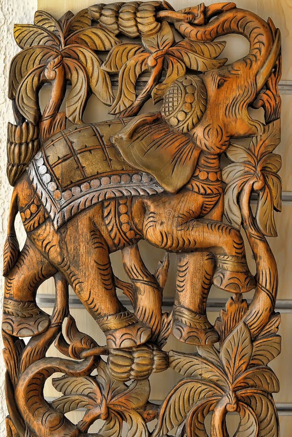 Carved Wooden Elephant stock photos Carved Wooden Elephant stock photos