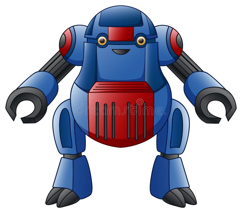 Carácter azul del robot aislado en el fondo blanco libre illustration