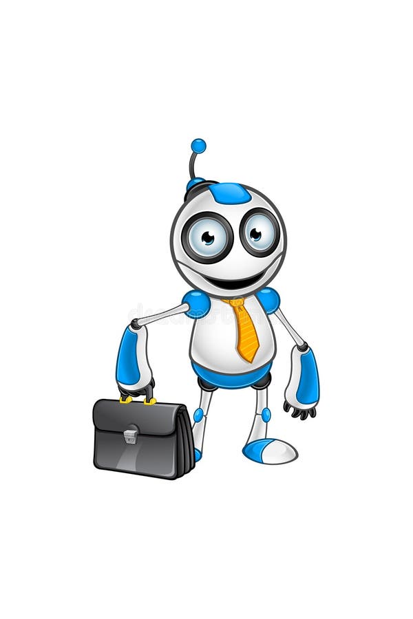 Carácter blanco y azul del robot stock de ilustración