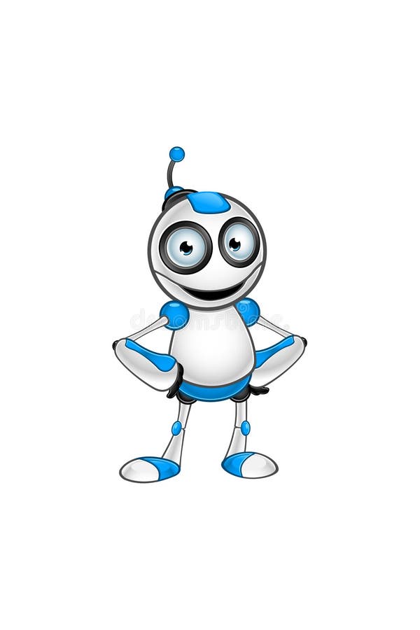 Carácter blanco y azul del robot ilustración del vector