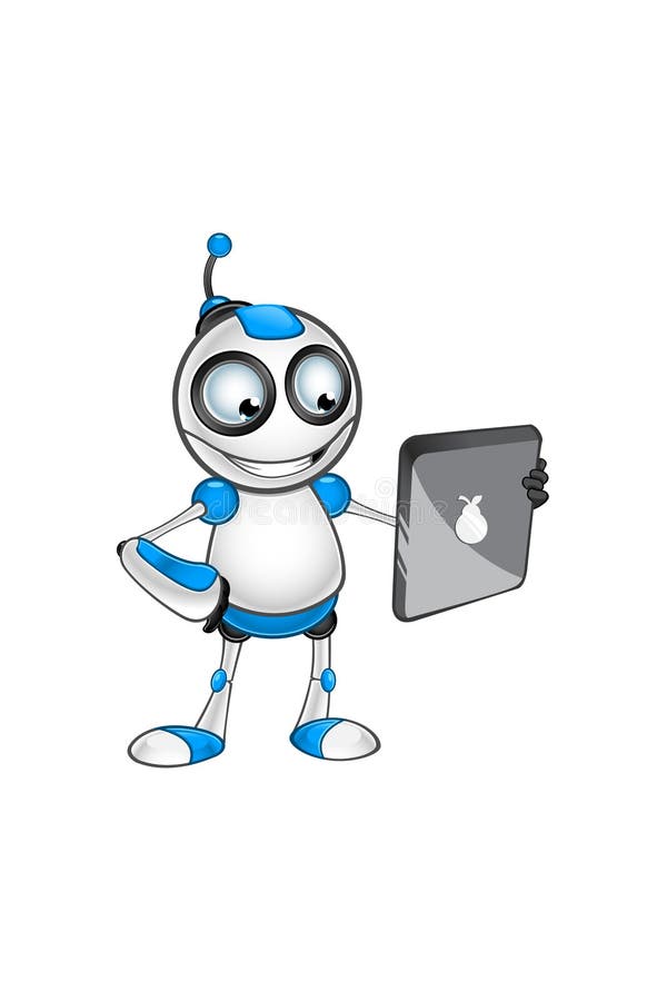 Carácter blanco y azul del robot stock de ilustración