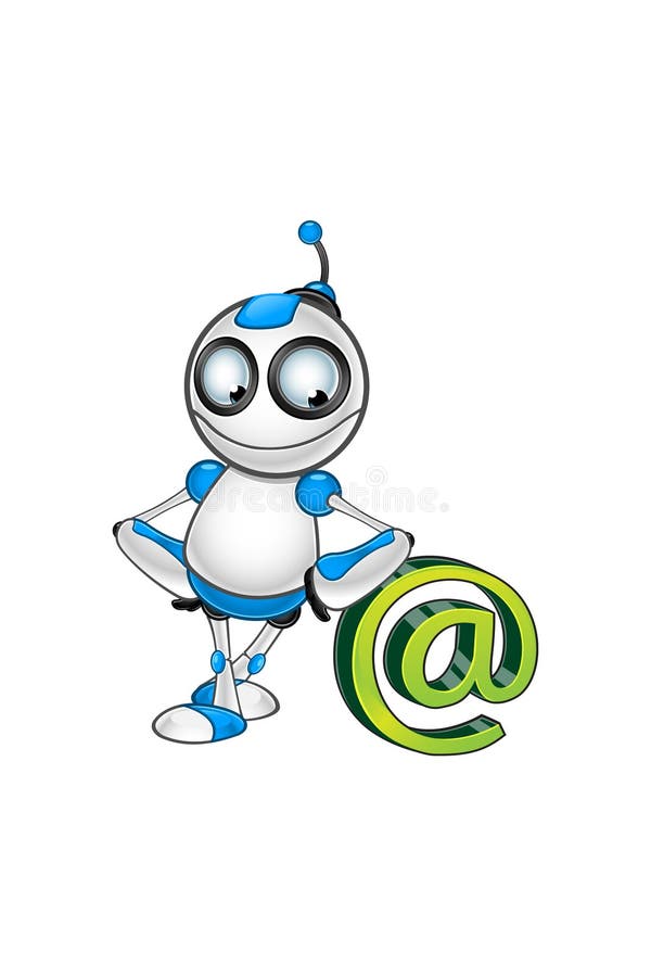 Carácter blanco y azul del robot stock de ilustración