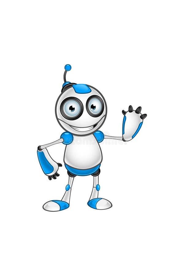 Carácter blanco y azul del robot ilustración del vector