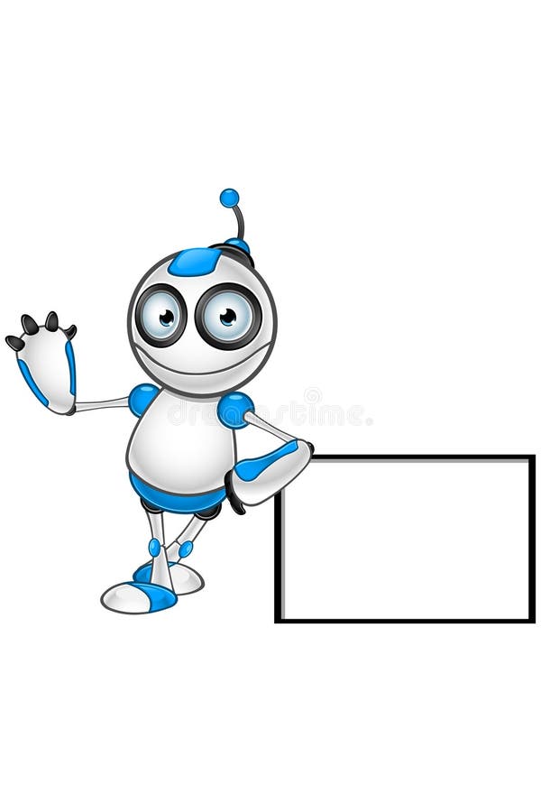 Carácter blanco y azul del robot ilustración del vector