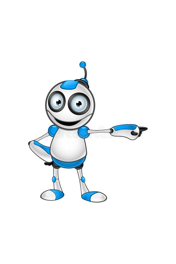 Carácter blanco y azul del robot stock de ilustración