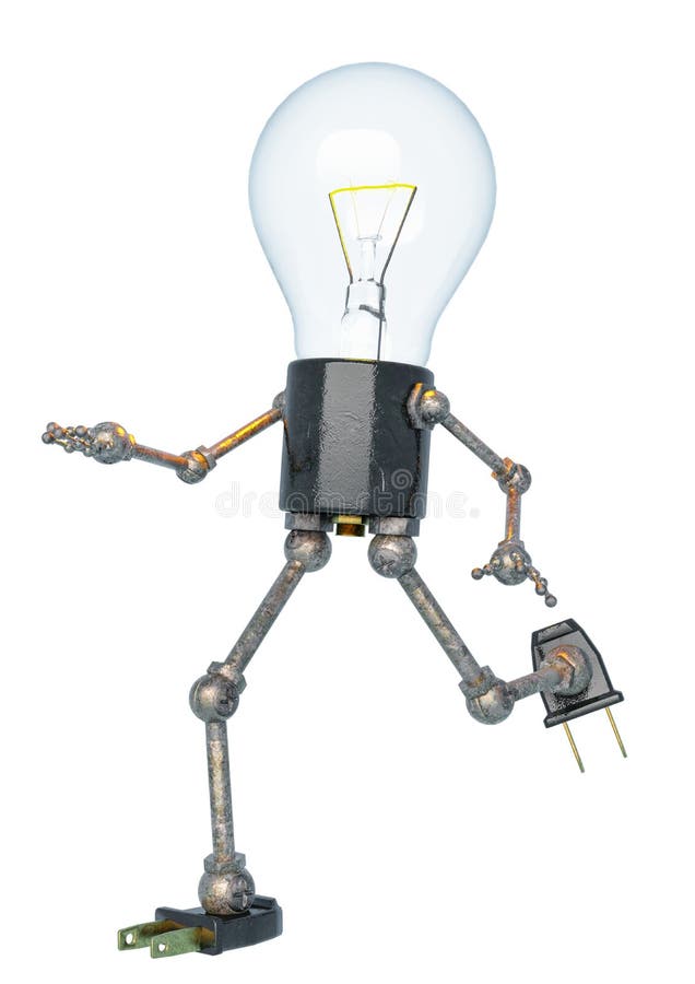 Carácter de la luz de bulbo que corre en un bacground blanco ilustración del vector Carácter de la luz de bulbo que corre en un bacground blanco ilustración del vector