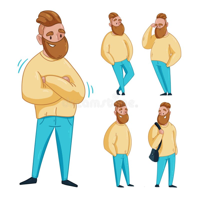 Carácter de un hombre en diversas actitudes ilustración del vector Carácter de un hombre en diversas actitudes ilustración del vector