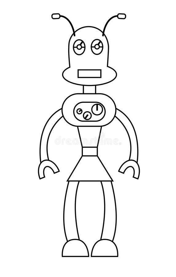 Carácter del esquema de la muchacha del robot Ejemplo com?n aislado del vector ilustración del vector Carácter del esquema de la muchacha del robot Ejemplo com?n aislado del vector ilustración del vector