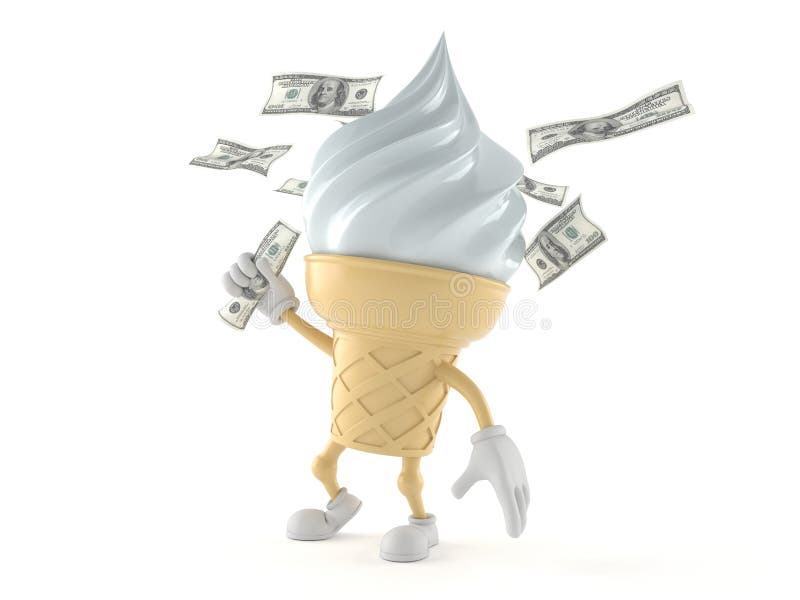 Carácter del helado con el dinero libre illustration Carácter del helado con el dinero libre illustration