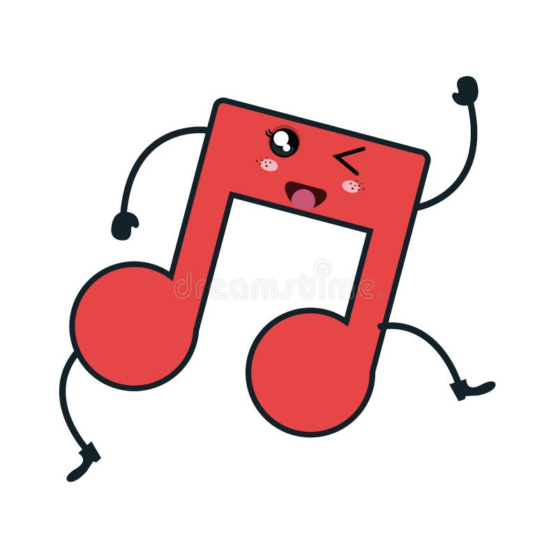 Carácter Del Kawaii De La Nota De La Música Stock de ilustración