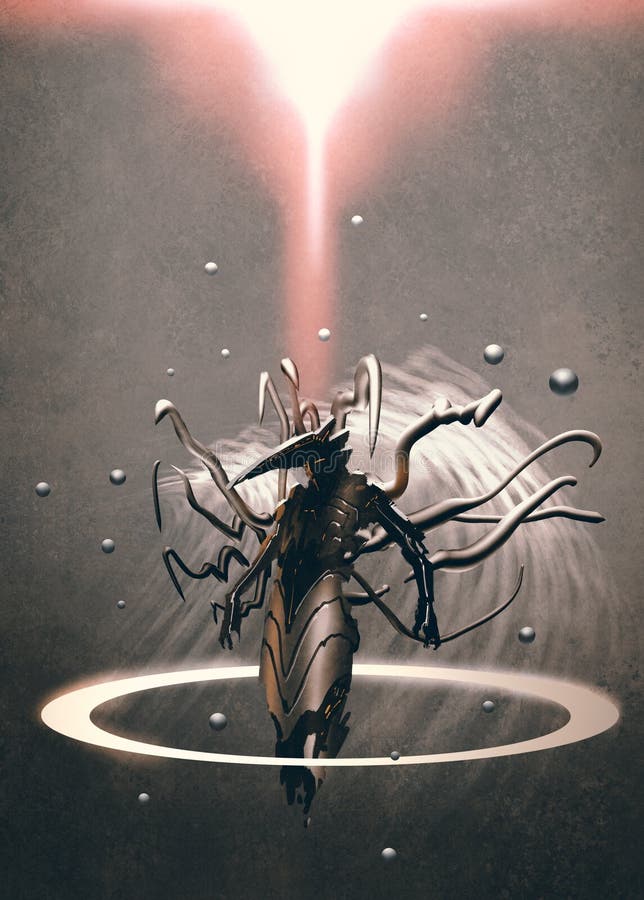 Carácter del robot de la ciencia ficción stock de ilustración