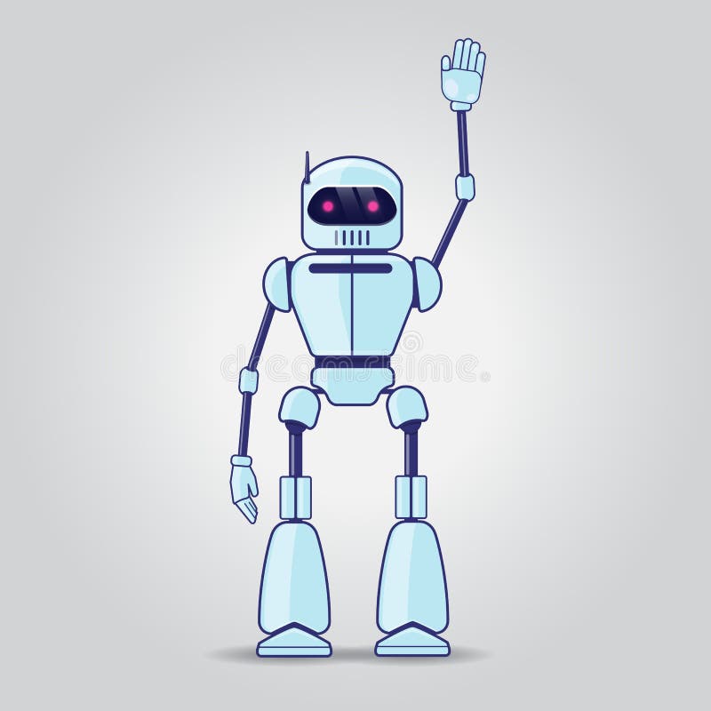 Carácter del robot en fondo gris ilustración del vector