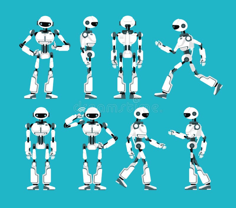 Carácter del robot Mecanismo robótico de la historieta, sistema del vector del humanoid stock de ilustración