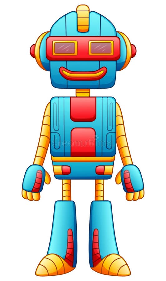 Carácter lindo del robot de la historieta aislado en el fondo blanco stock de ilustración