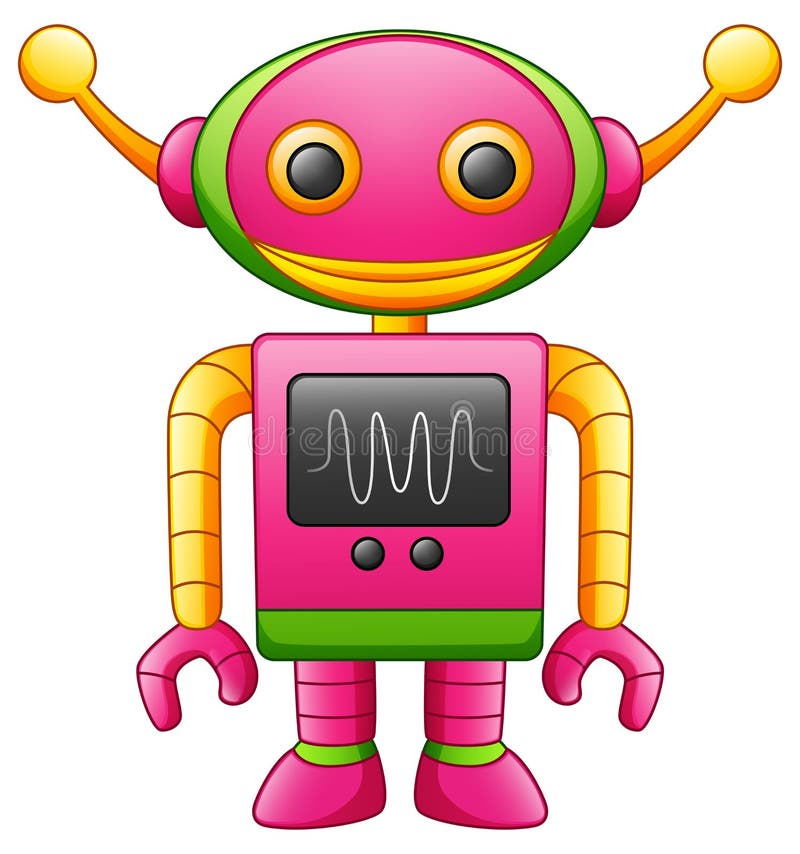 Carácter lindo del robot de la historieta aislado en el fondo blanco libre illustration