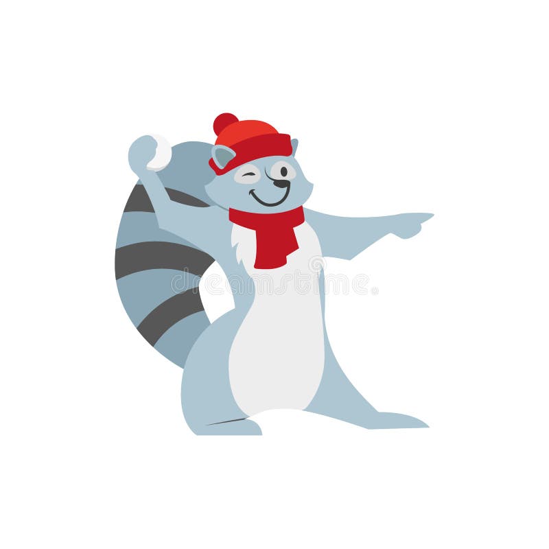 Carácter lindo que juega, bola de nieve que lanza del mapache libre illustration Carácter lindo que juega, bola de nieve que lanza del mapache libre illustration
