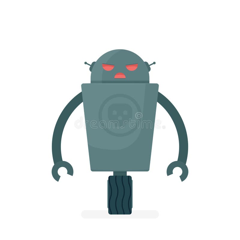 Carácter malvado del robot de la historieta ilustración del vector