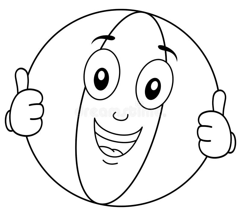 Carácter sonriente de la pelota de playa que colorea libre illustration Carácter sonriente de la pelota de playa que colorea libre illustration