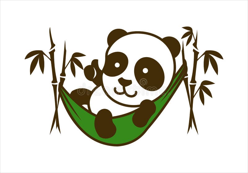 Caráter bonito da panda pequena na rede de bambu ilustração royalty free Caráter bonito da panda pequena na rede de bambu ilustração royalty free