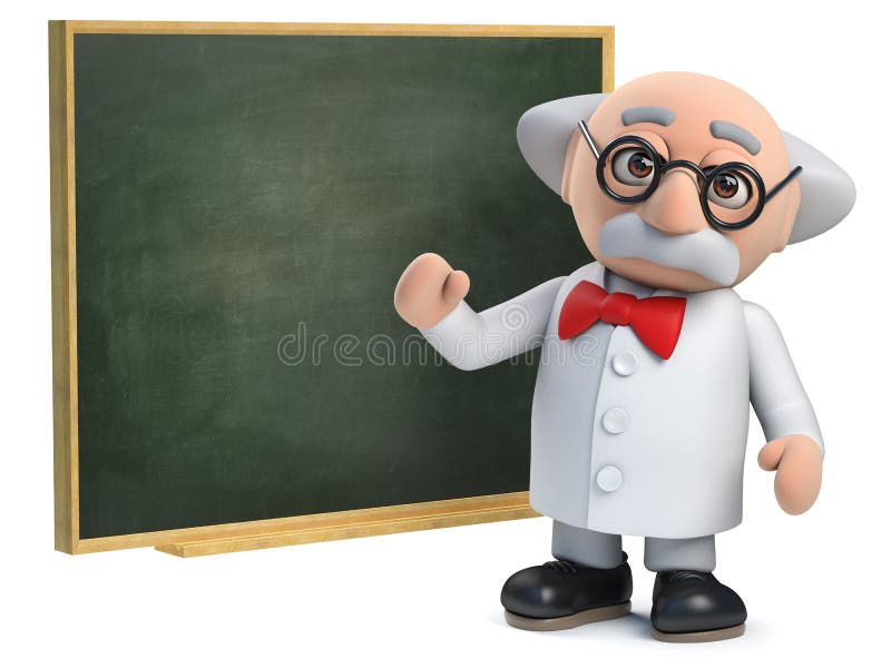 caráter do cientista 3d que ensina em um quadro ilustração royalty free caráter do cientista 3d que ensina em um quadro ilustração royalty free