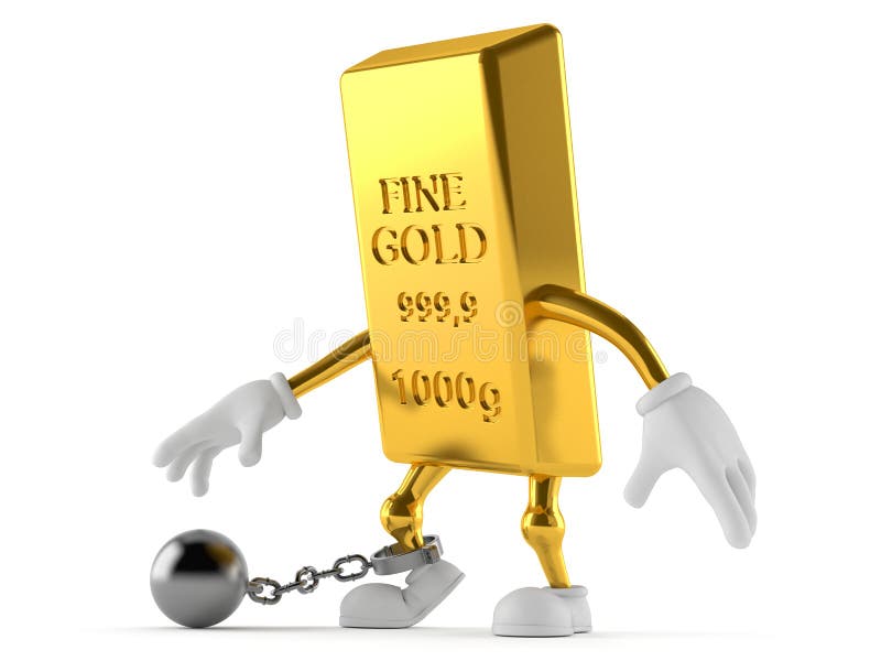 Caráter do ouro com bola da prisão ilustração royalty free