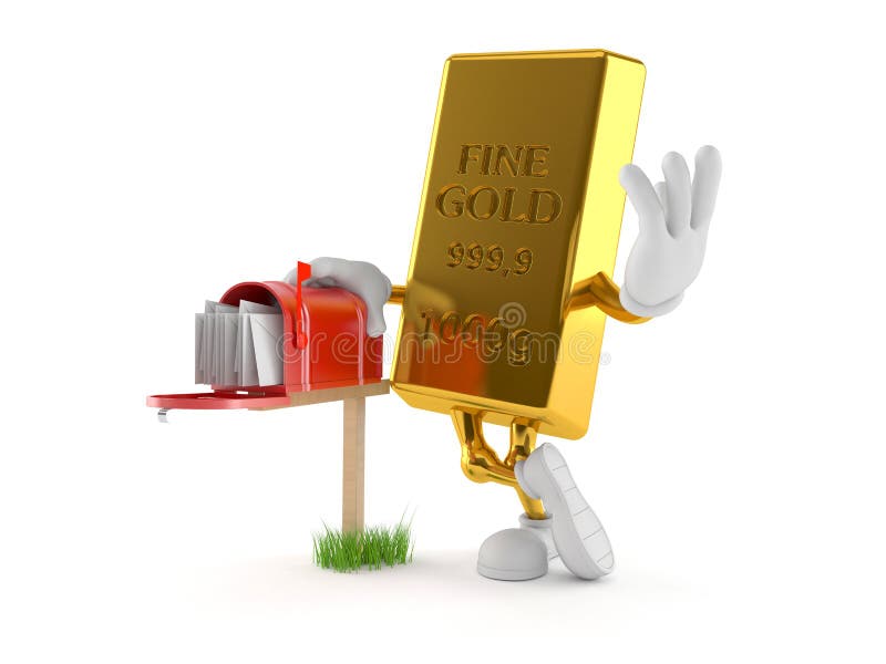 Caráter do ouro com caixa postal ilustração do vetor