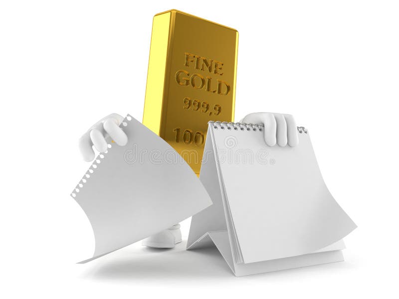 Caráter do ouro com calendário vazio ilustração stock