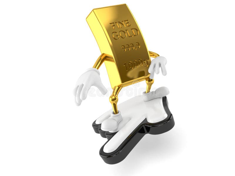 Caráter dourado com cursor ilustração stock