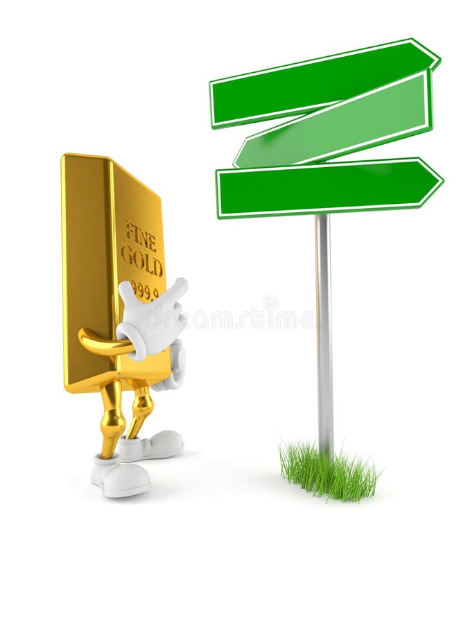 Caráter do ouro com letreiro vazio ilustração stock
