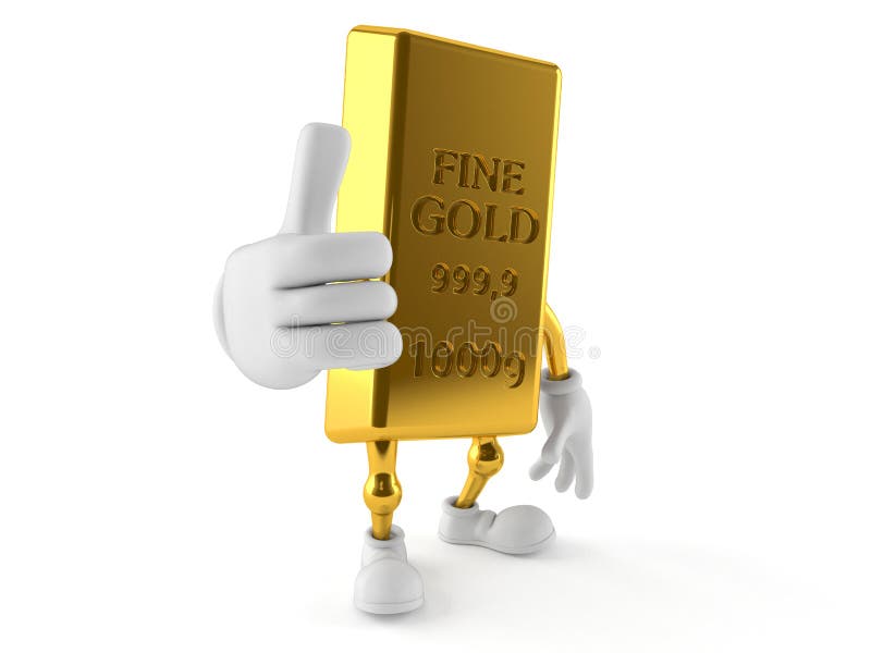 Caráter do ouro com polegares acima ilustração royalty free