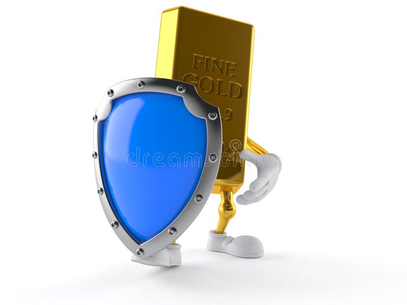 Caráter do ouro com protetor protetor ilustração do vetor