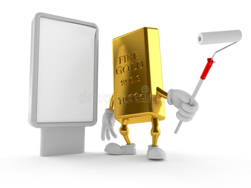 Caráter do ouro com quadro de avisos vazio ilustração do vetor