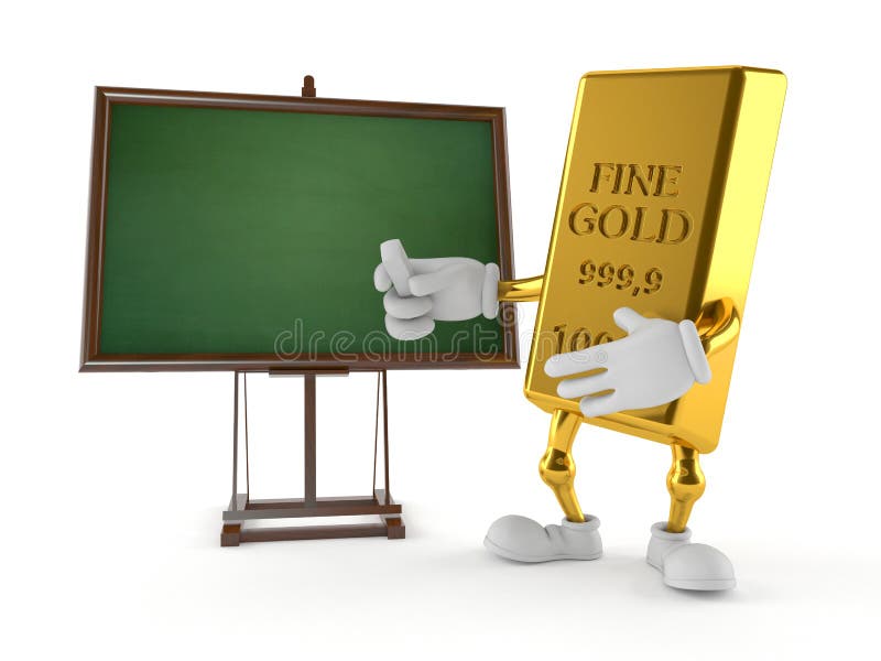 Caráter do ouro com quadro-negro vazio ilustração stock
