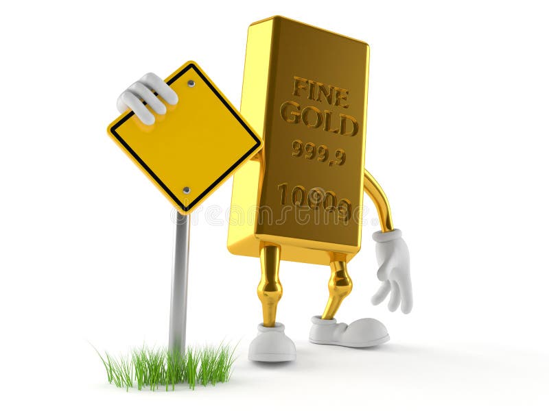 Caráter do ouro com sinal de estrada vazio ilustração royalty free