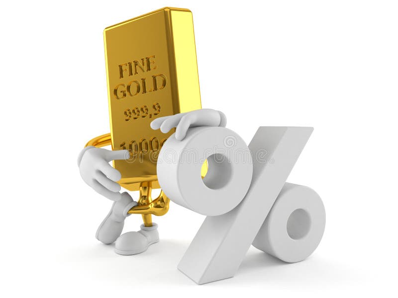 Caráter do ouro com símbolo dos por cento ilustração stock