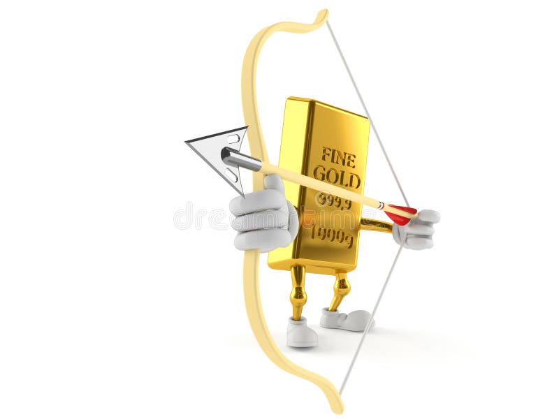 Caráter do ouro que aponta com curva ilustração royalty free