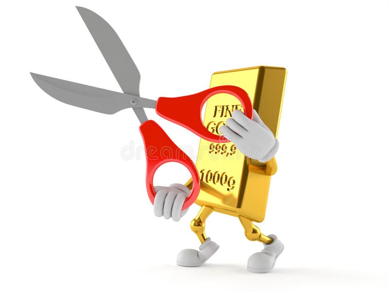 Caráter do ouro que guarda tesouras ilustração royalty free