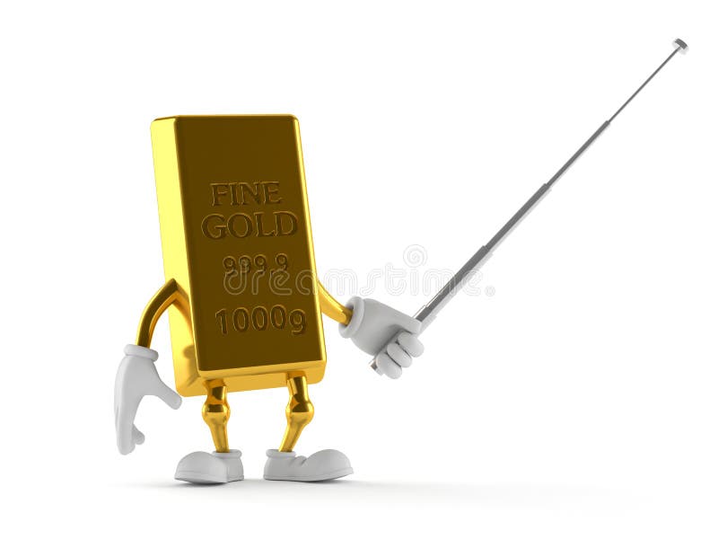 Caráter do ouro que guarda a vara do ponteiro ilustração stock