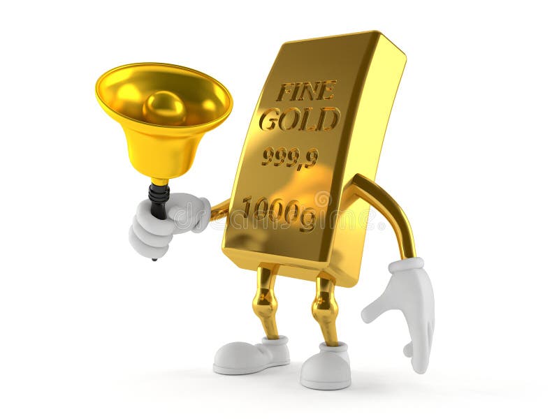 Caráter do ouro que soa um handbell ilustração royalty free