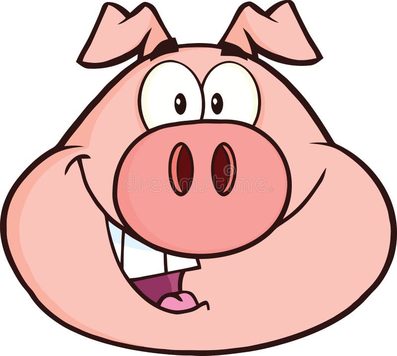 Caráter feliz da mascote dos desenhos animados da cabeça do porco ilustração stock Caráter feliz da mascote dos desenhos animados da cabeça do porco ilustração stock