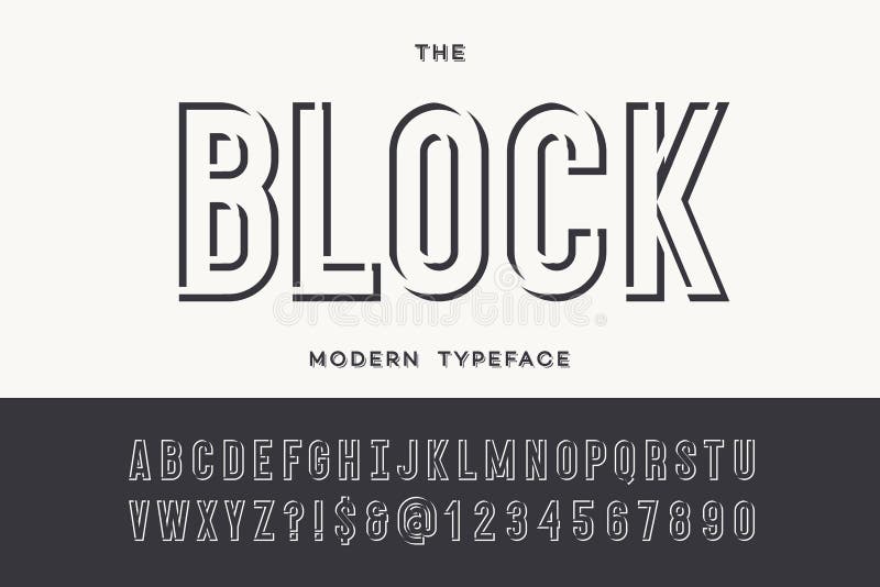 Caráter tipo moderno do bloco Tipografia moderna Sans Serif do alfabeto