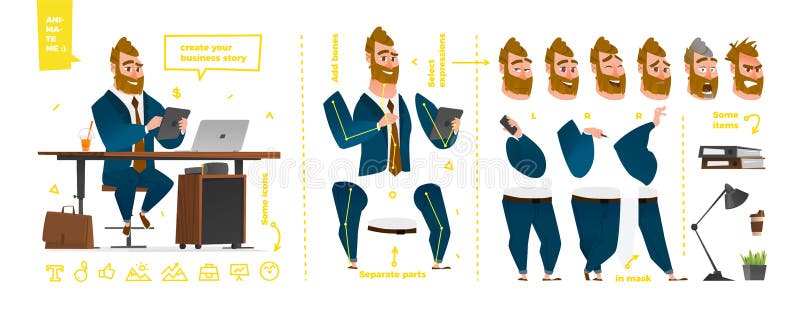 Caráteres estilizados ajustados para a animação ilustração stock Caráteres estilizados ajustados para a animação ilustração stock