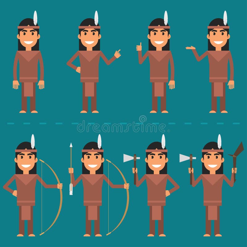 Caráteres indianos em várias poses ilustração do vetor Caráteres indianos em várias poses ilustração do vetor