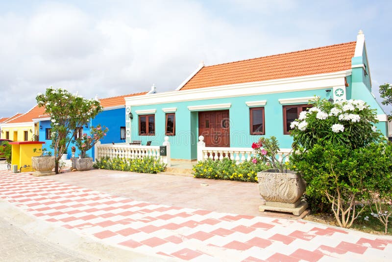 Casas Arubean Tradicionais No Cunucu Na Ilha De Aruba Foto de Stock