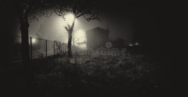 Casa assombrada abandonada na noite foto de stock Casa assombrada abandonada na noite foto de stock