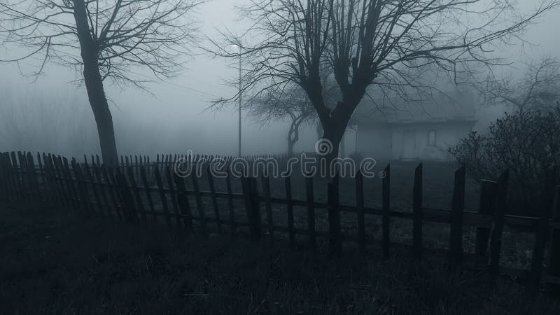 Casa assombrada do horror na névoa imagens de stock Casa assombrada do horror na névoa imagens de stock