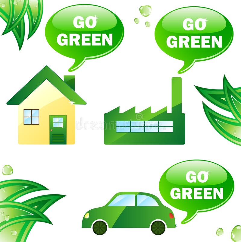 Ecology house, car and industry. Go Green. Ecology house, car and industry. Go Green.