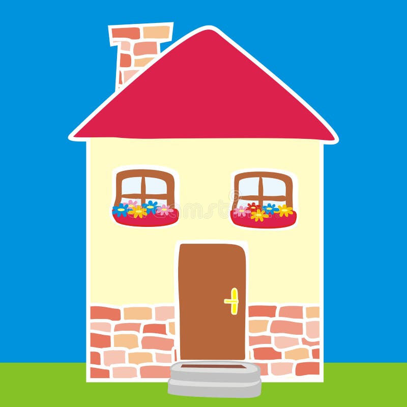 Ventanas Azules De Dibujo De La Casa Ilustración del Vector